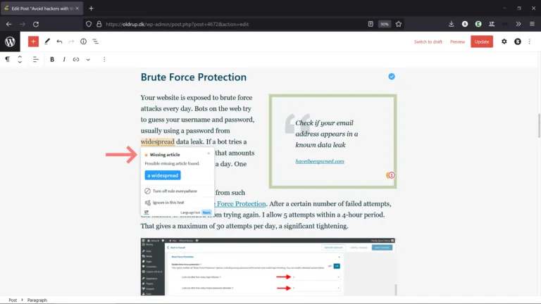 LanguageTool browser extension laver stavekontrol og forslår grammatiske forbedringer.