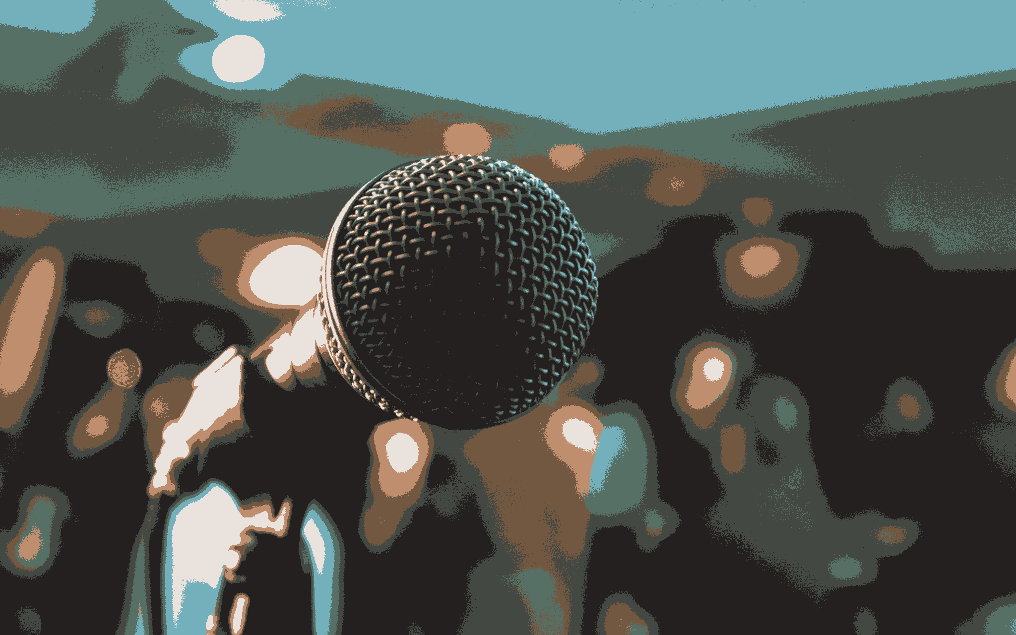 A color-manipulated classic microphone.